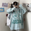 Gothic Loose Anime Print Knitted Sweater Women Harajuku Punk Hip Hop Streetwear O-neck Oversized Long Sleeve Jumper Kawaii Tops