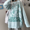 Gothic Loose Anime Print Knitted Sweater Women Harajuku Punk Hip Hop Streetwear O-neck Oversized Long Sleeve Jumper Kawaii Tops