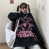 Gothic Loose Anime Print Knitted Sweater Women Harajuku Punk Hip Hop Streetwear O-neck Oversized Long Sleeve Jumper Kawaii Tops