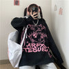Gothic Loose Anime Print Knitted Sweater Women Harajuku Punk Hip Hop Streetwear O-neck Oversized Long Sleeve Jumper Kawaii Tops