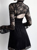 Gothic Mesh Lace Up Dresses with Bandage Women Fairy Grunge Slim Fit Long Sleeve Dresses Egirl See-through Femme Backless Robe