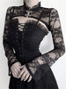 Gothic Mesh Lace Up Dresses with Bandage Women Fairy Grunge Slim Fit Long Sleeve Dresses Egirl See-through Femme Backless Robe