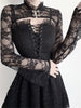 Gothic Mesh Lace Up Dresses with Bandage Women Fairy Grunge Slim Fit Long Sleeve Dresses Egirl See-through Femme Backless Robe