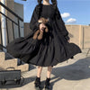 Gothic Style Dress Women Harajuku Gothic Lolita Kawaii Dress Punk Cute Long Sleeve Black Midi Dress 2022 Emo Mall Goth
