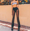 Gothic Style Women Gauze Mesh Pants Female See-through Sexy Wide Leg Trousers Goth Night Club Wear Egirl Y2k Alt Clothing