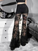 Gothic Style Women Gauze Mesh Pants Female See-through Sexy Wide Leg Trousers Goth Night Club Wear Egirl Y2k Alt Clothing