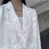 Gothic Vintage Women Jacket Long Sleeve Retro Silky Satin Blazer For Female Chinese Dragon Print Jacket White Outwears