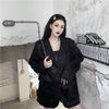 Gothic Vintage Women Jacket Long Sleeve Retro Silky Satin Blazer For Female Chinese Dragon Print Jacket White Outwears