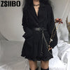 Gothic Women Single Breasted Long Blazers 2022 Office Lady Small Suit Jacket Ladies Leisure Sashes Blazer Loose Coat Streetwear