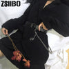 Gothic Women Single Breasted Long Blazers 2022 Office Lady Small Suit Jacket Ladies Leisure Sashes Blazer Loose Coat Streetwear
