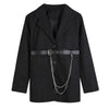 Gothic Women Single Breasted Long Blazers 2022 Office Lady Small Suit Jacket Ladies Leisure Sashes Blazer Loose Coat Streetwear