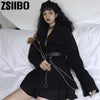 Gothic Women Single Breasted Long Blazers 2022 Office Lady Small Suit Jacket Ladies Leisure Sashes Blazer Loose Coat Streetwear