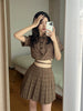 Gothiscyn Preppy Women Set Crop Plaid Blouse + Mini Skirt 2 Pieces Suit Summer Uniform Office Lady Skirt Suits Elegant Sets