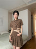 Gothiscyn Preppy Women Set Crop Plaid Blouse + Mini Skirt 2 Pieces Suit Summer Uniform Office Lady Skirt Suits Elegant Sets