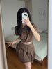 Gothiscyn Preppy Women Set Crop Plaid Blouse + Mini Skirt 2 Pieces Suit Summer Uniform Office Lady Skirt Suits Elegant Sets
