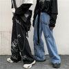 Graffiti printed street jeans women's gothic mopping loose wide-leg pants Harajuku street casual all-match jeans trousers women