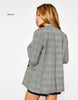 Gray Plaid Office Lady Blazer Plaid Women Vintage Blazer Pockets Jackets Spring Autumn Lady Work Suit Jacket