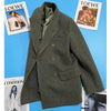 Gray Woolen Suit Jacket Women's Clothing 2023 Autumn Winter Korean Herringbone Pattern Double-breasted Blazers Coat fp344