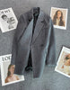 Gray Woolen Suit Jackets Women's Clothing 2023 Autumn Winter Korean Herringbone Pattern Double-breasted Blazers Coats jp337