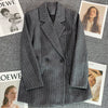Gray Woolen Suit Jackets Women's Clothing 2023 Autumn Winter Korean Herringbone Pattern Double-breasted Blazers Coats jp337