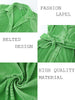 Green Shirt Dress Women Loose Belted Long Sleeve Dress Summer Lapel Lace Up Pleated Dress Casual Elegant Solid Vestidos