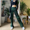 Green Jeans Women High Waist Mom Flared Jeans 2022 Loose Jeans Straight Pants Long Streetwear Y2k Denim Trousers
