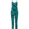 Green Leaf Printed Summer Beach Rompers Backless Women Jumpsuits Tight Long Pants Sexy V-neck Bandage Vintage Garment Playsuits