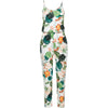 Green Leaf Printed Summer Beach Rompers Backless Women Jumpsuits Tight Long Pants Sexy V-neck Bandage Vintage Garment Playsuits