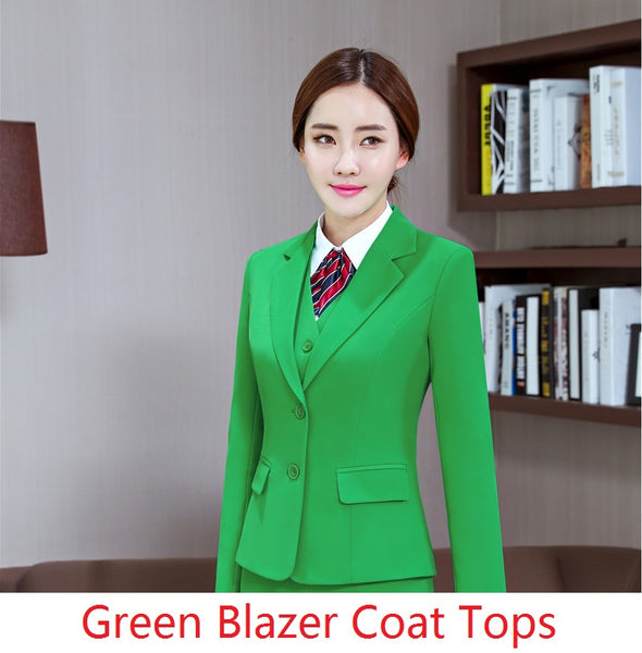 Green Long Sleeve Autumn Winter Formal  Styles Blazers Coat Female Tops Blazer Outwear For Business Women Plus Size