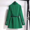 Green Suit Jacket Women's Clothing Spring and Autumn Slim Long-sleeved Iron-free Belt Tweed Jacket Office Ladies 2023