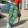 Green Tie Dye Print Straight Mom Jeans Women Harajuku Vintage High Waist Baggy Wide Denim Pants Long Painted Trousers Iamhotty