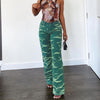 Green Tie Dye Print Straight Mom Jeans Women Harajuku Vintage High Waist Baggy Wide Denim Pants Long Painted Trousers Iamhotty