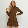 Green Women Dress Autumn Print Ruffle Mini Dress Casual Dalmatian Long Sleeve Party Dress Female Boho O Neck Elegant Dress