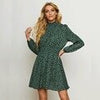 Green Women Dress Autumn Print Ruffle Mini Dress Casual Dalmatian Long Sleeve Party Dress Female Boho O Neck Elegant Dress