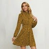 Green Women Dress Autumn Print Ruffle Mini Dress Casual Dalmatian Long Sleeve Party Dress Female Boho O Neck Elegant Dress