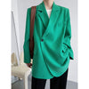 Green high-end suit jacket women's 2023 spring Korean style casual temperament silhouette suit
