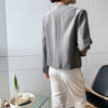 Grey Womens Suit Jacket 2 Piece Spring Autumn Single-Breasted Sleeveless Vest + Korean Loose Cardigan Blazers Female Clothes