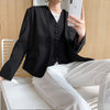 Grey Womens Suit Jacket 2 Piece Spring Autumn Single-Breasted Sleeveless Vest + Korean Loose Cardigan Blazers Female Clothes