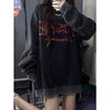 Grunge Emo Gothic Baggy Sweatshirt Women Hip Hop Streetwear Loose Fairycore Print Hoodie Mall Goth Black Retro Harajuku Alt Top