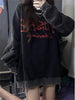 Grunge Emo Gothic Baggy Sweatshirt Women Hip Hop Streetwear Loose Fairycore Print Hoodie Mall Goth Black Retro Harajuku Alt Top