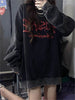 Grunge Emo Gothic Baggy Sweatshirt Women Hip Hop Streetwear Loose Fairycore Print Hoodie Mall Goth Black Retro Harajuku Alt Top