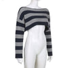 Grunge Striped Printed Loose Women Sweater Gothic Aesthetic Crop Tops E-girl Punk Long Sleeve Knitted Pullovers 90s Streetwear
