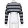 Grunge Striped Printed Loose Women Sweater Gothic Aesthetic Crop Tops E-girl Punk Long Sleeve Knitted Pullovers 90s Streetwear