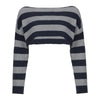 Grunge Striped Printed Loose Women Sweater Gothic Aesthetic Crop Tops E-girl Punk Long Sleeve Knitted Pullovers 90s Streetwear