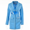 Gtpdpllt Autumn Long Sleeve Blazer Dress Women Deep V-Neck Sexy Hollow Out Buttons Jacket Office Ladies Slim Outfits