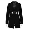 Gtpdpllt Autumn Long Sleeve Blazer Dress Women Deep V-Neck Sexy Hollow Out Buttons Jacket Office Ladies Slim Outfits