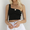 One Shoulder Camisole Crop Top Women Fashion Sleeveless Short Tank Top Women Summer Sexy Tops Camis Cropped Feminino