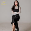 H Han Queen 2 Pieces Set Hollow Lace Top And Single-breasted Mermaid Skirts Korean Chic Evening Party Elegant Office Lady Suit