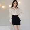 H Han Queen 2 Pieces Set Women Spring 2022 Sexy Long Sleeve Shirts And High Waist Sheath Pencil Skirts Office Lady Skirt Suit