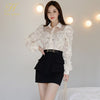 H Han Queen 2 Pieces Set Women Spring 2022 Sexy Long Sleeve Shirts And High Waist Sheath Pencil Skirts Office Lady Skirt Suit